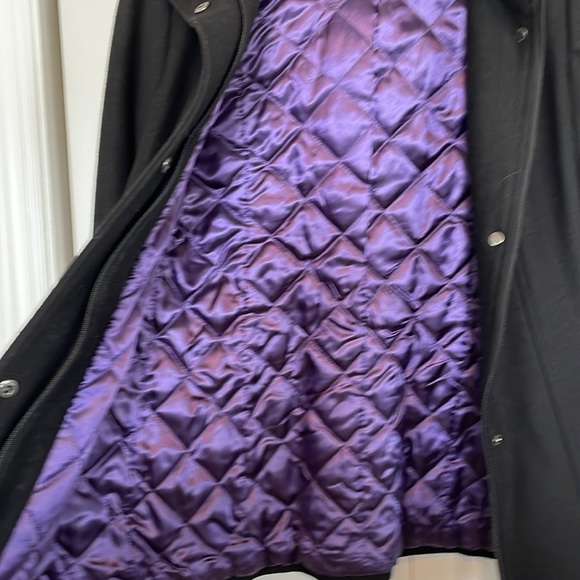 Women’s Calvin Klein Sz Small wool winter coat Removable hood zip & snap lined - Picture 9 of 11